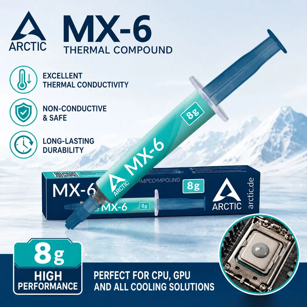 

MX-6 4G 8G Thermal Paste high Thermal Conductivity for CPU Graphics Cards Laptops Consoles Onductivity Long Durability