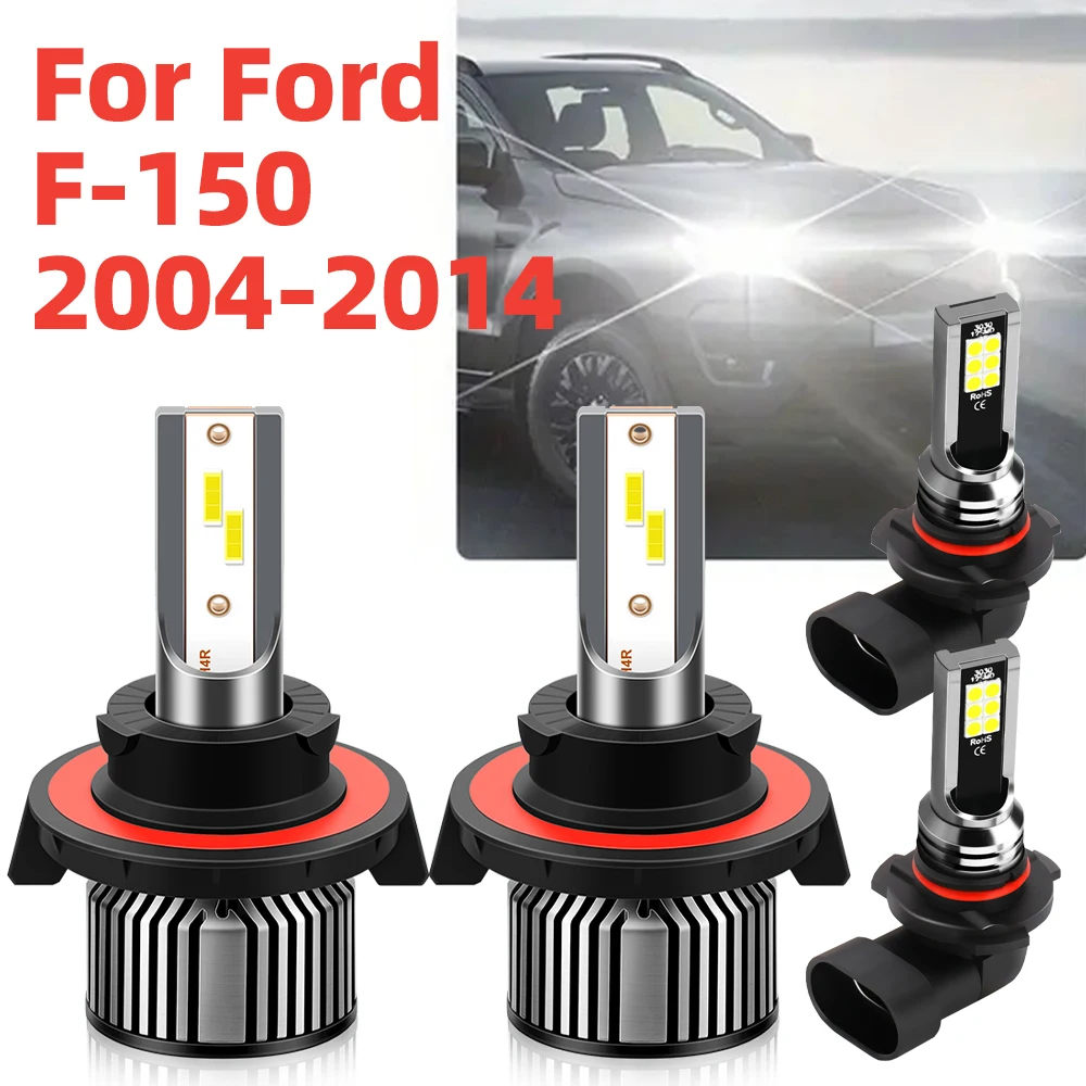 

4Pcs Fit For 2004-2014 Ford F-150 F150 LED Headlight Hi Lo Beam+Fog Light Bulbs Combo H13/9008 9145 120W 6000K 20000LM Plug&Play