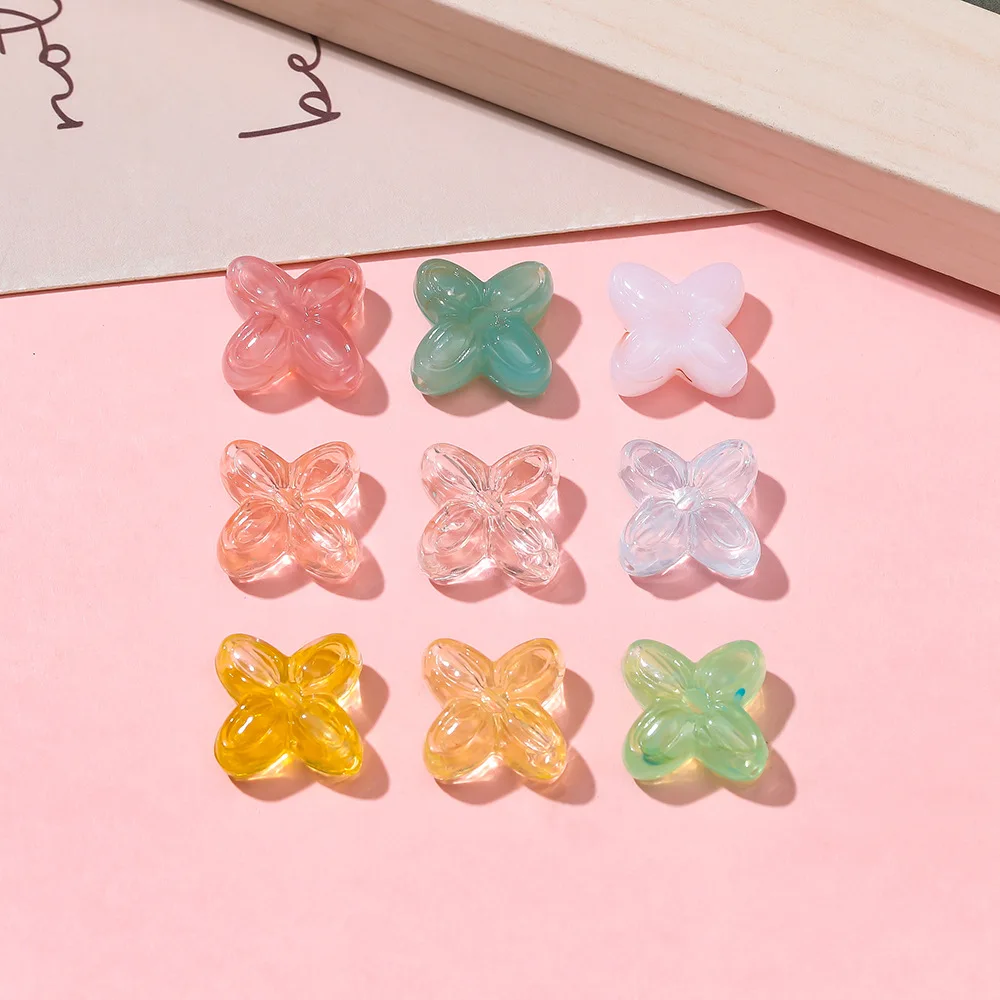 

50pcs/lot Acrylic Imitation Stone Colorful Flower Loose Spacer Beads For Necklaces Bracelets DIY Jewelry Making Accessorie