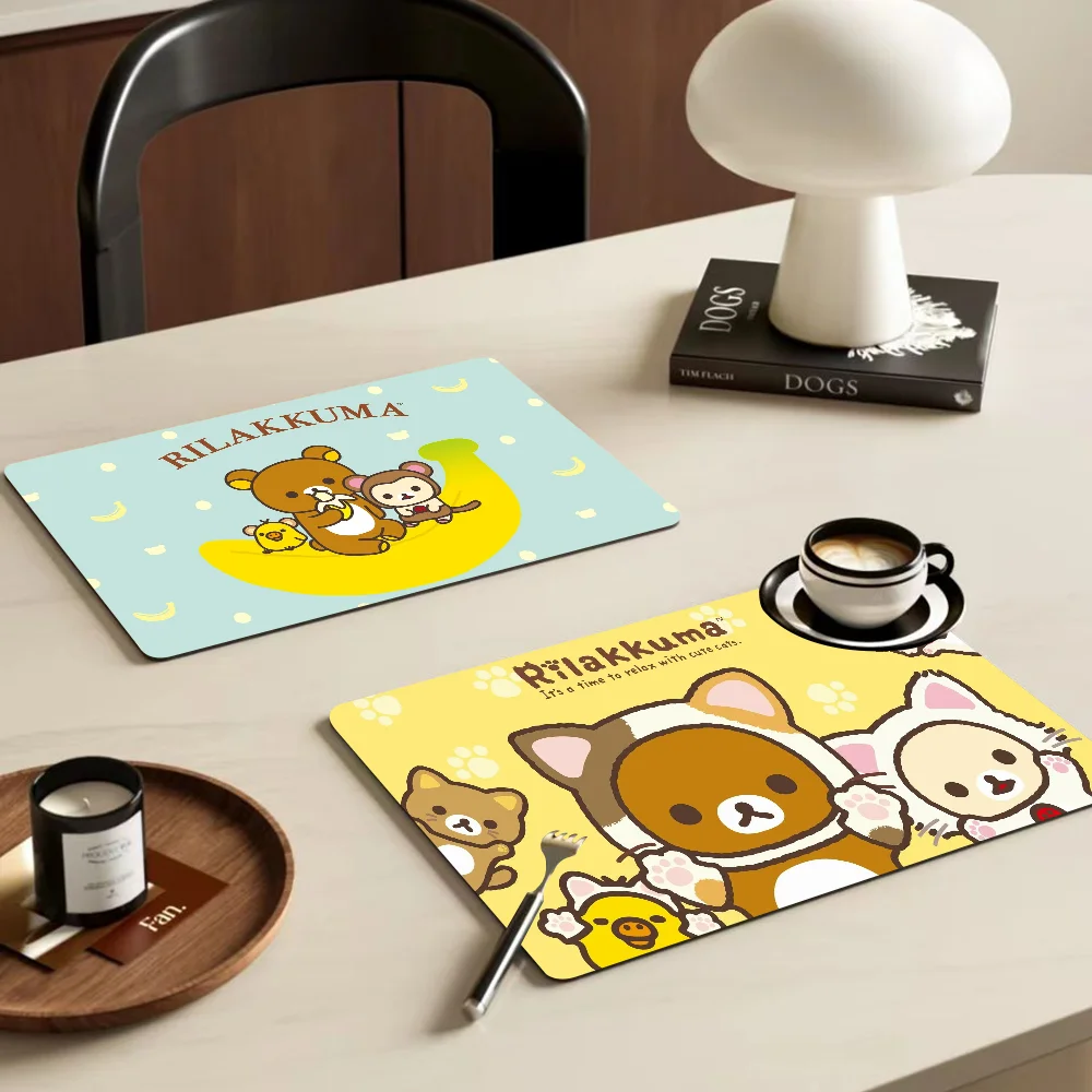 Rilakkuma Coffee Dish Quick Drying Kitchen Absorbent Drained Placemat For Table Bathroom Kitchen Draining Pads