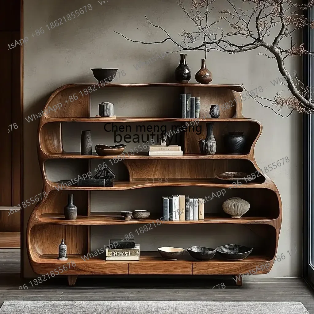 

XZSolid wood bogu frame pure solid wood antique Duobao Pavilion tea set storage shelf creative ornament rack log