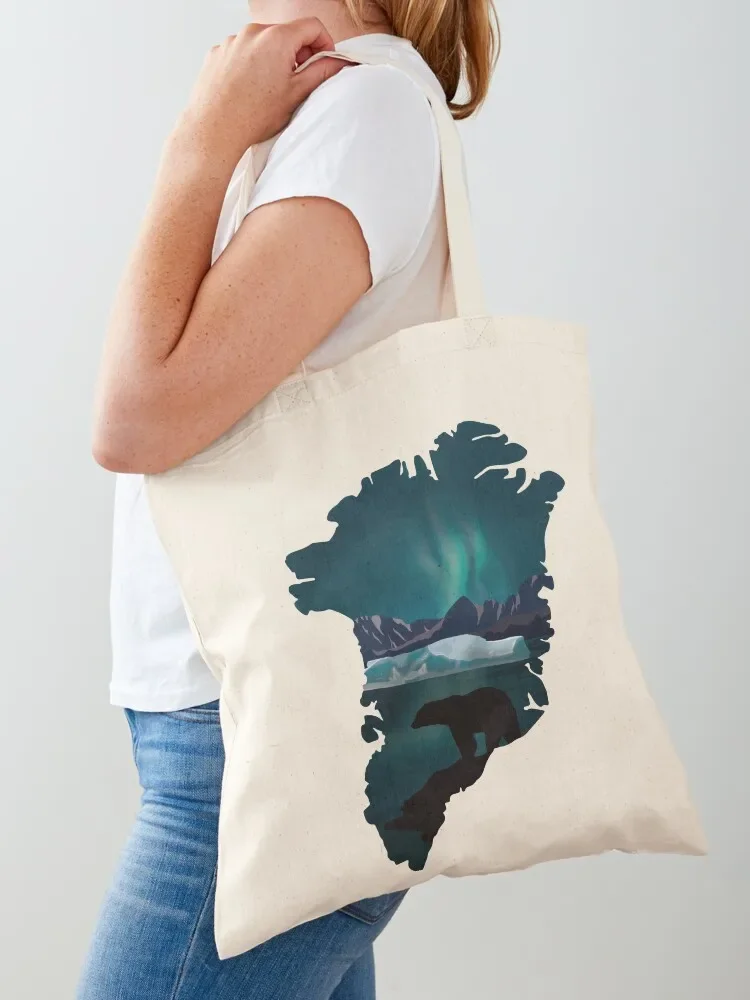 Greenland, map and landscape Tote Bag Beach bag eco pack custom fabric bag Women's beach bags