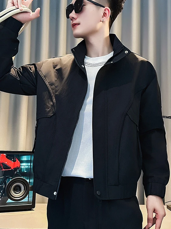 

Casual Trendy Men's Workwear Jaet Spring Autumn Structured Patchwork Haome Sli Outerwear Zipper Decorated Polyester