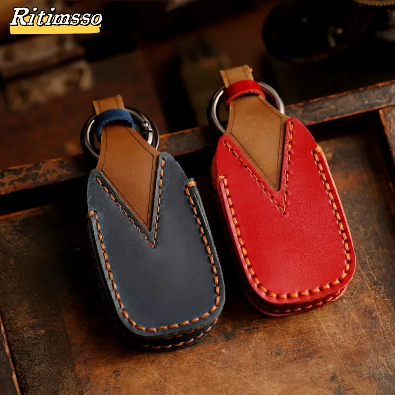 Handmade Leather Car Key Case Cover Set for Subaru Legacy Impreza Forester Xv Trezia BRZ Wrx Levorg Outback 3 4 Buttons Keychain