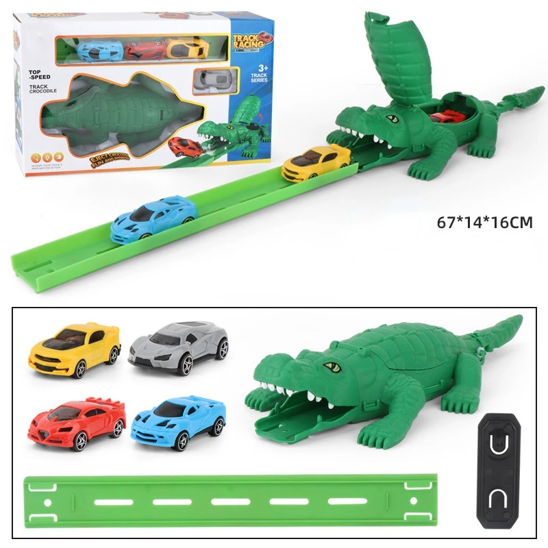 Crocodile Ejection Inertia Toy Track Car Desktop Funny Intelligent Educational Puzzles Parent Child Interaction Kids Gift