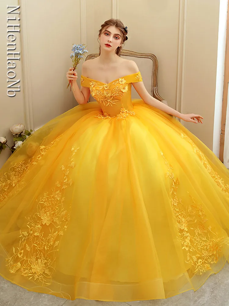 

Luxury Yellow Party Vestidos 15 Anos Vintage Ball Gown Quinceanera Dresses 16 Colors Vestidos De Fiesta