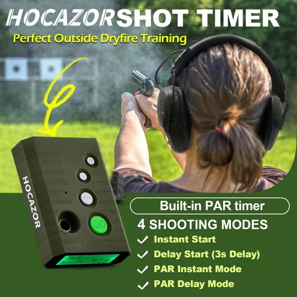 HOCAZORHigh Sensitivity Acoustic Trigger Timer LCD Designed for Use with Hearing Protection (Ear Muffs) Gunfire/Explosion Sound