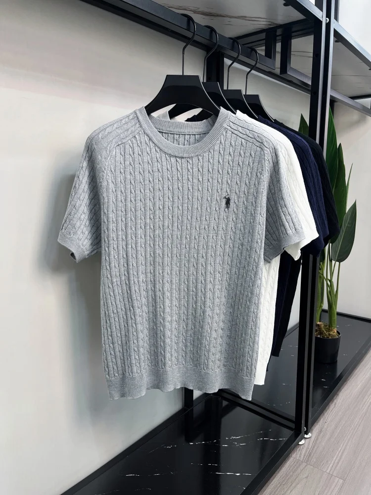 Luxury brand short sleeve T-shirt men's new trend jacquard exquisite pony embroidery summer casual golf knitted round neck top - view 6