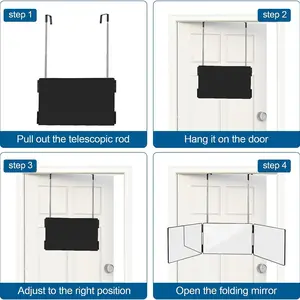 Schwarzer tragbarer Trifold -Spiegel mit einstellbarer Höhe Teleskophaken, 360 Trifold, ideal für das Selbstabschnitt, das wesentliche Make -up, das Falten 8 Hauptverkaufsspiegel Garm - №2