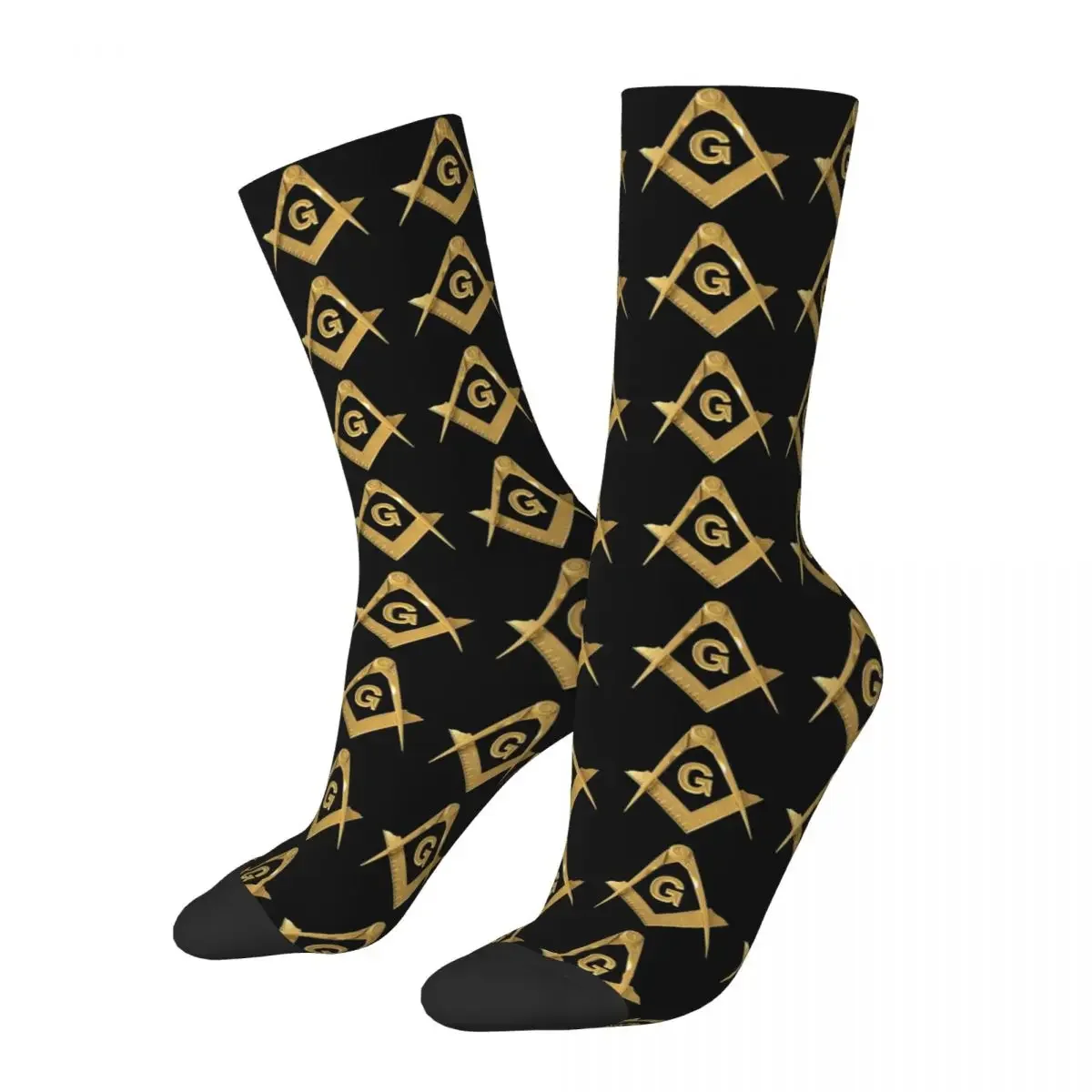 

Freemason Gold Square Compass Design Socks Product for Women Cozy Stockings