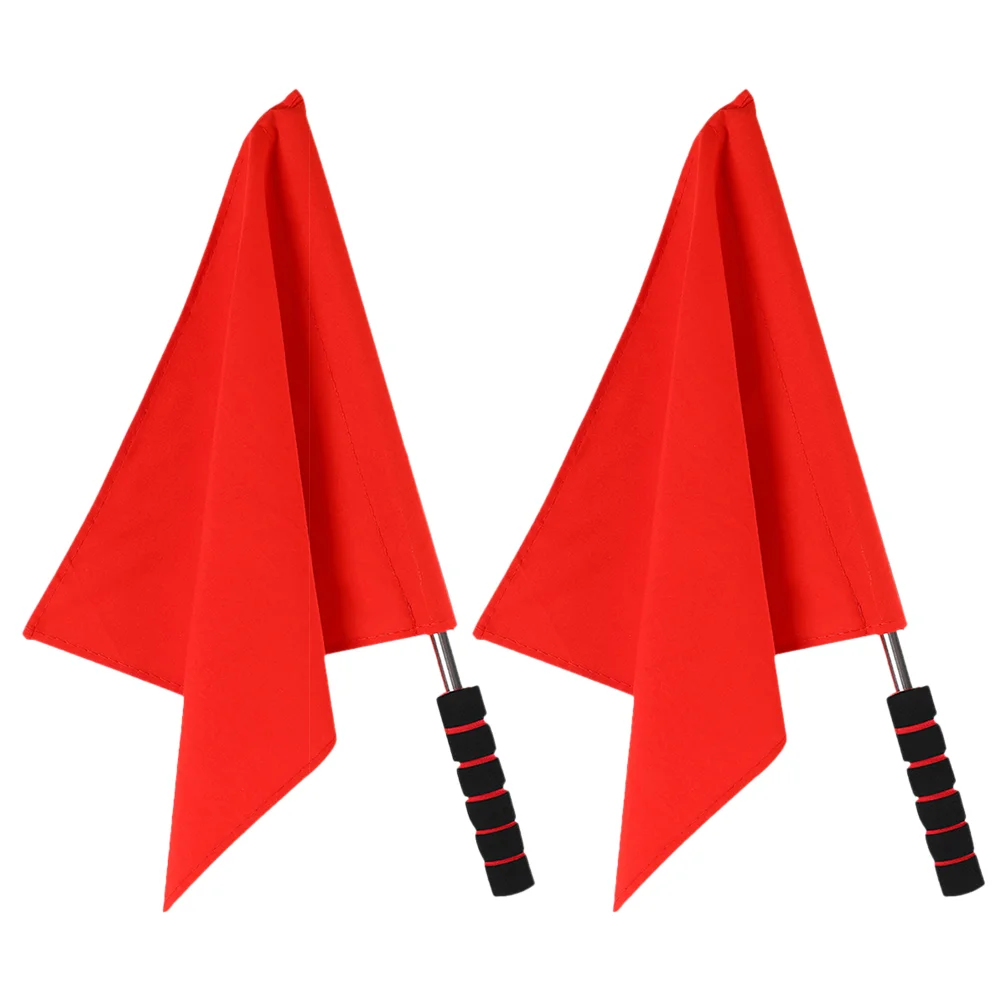 

2pcs Durable Referee Flags Red Hand Waving Field Sports Competition Track Soccer Football Fan Cheering Lightweight Commanding