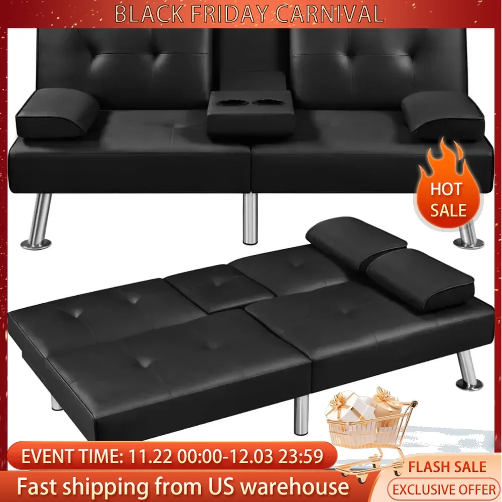 Sofa Bed Adjustmentsofa Double-sided Doublesofa Folding Sofa Bed Guestbed,cupholder,Bed Modern Artificial Leather Lounge Chair