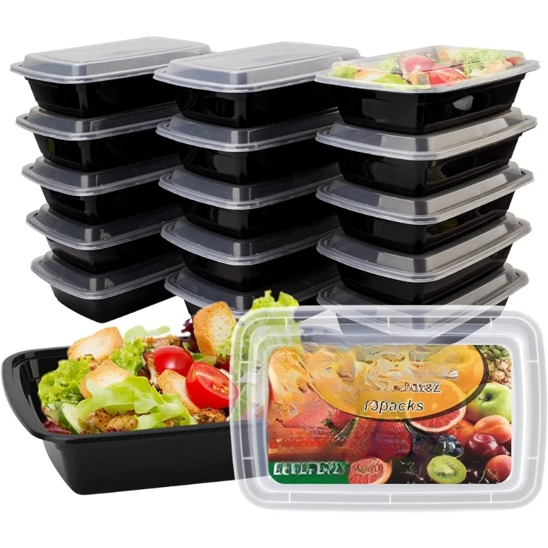 15 Pack- 32oz, Plastic Food Prep Containers with Lids, Leakproof To Go Containers, Microwave/Dishwasher/Freezer Safe