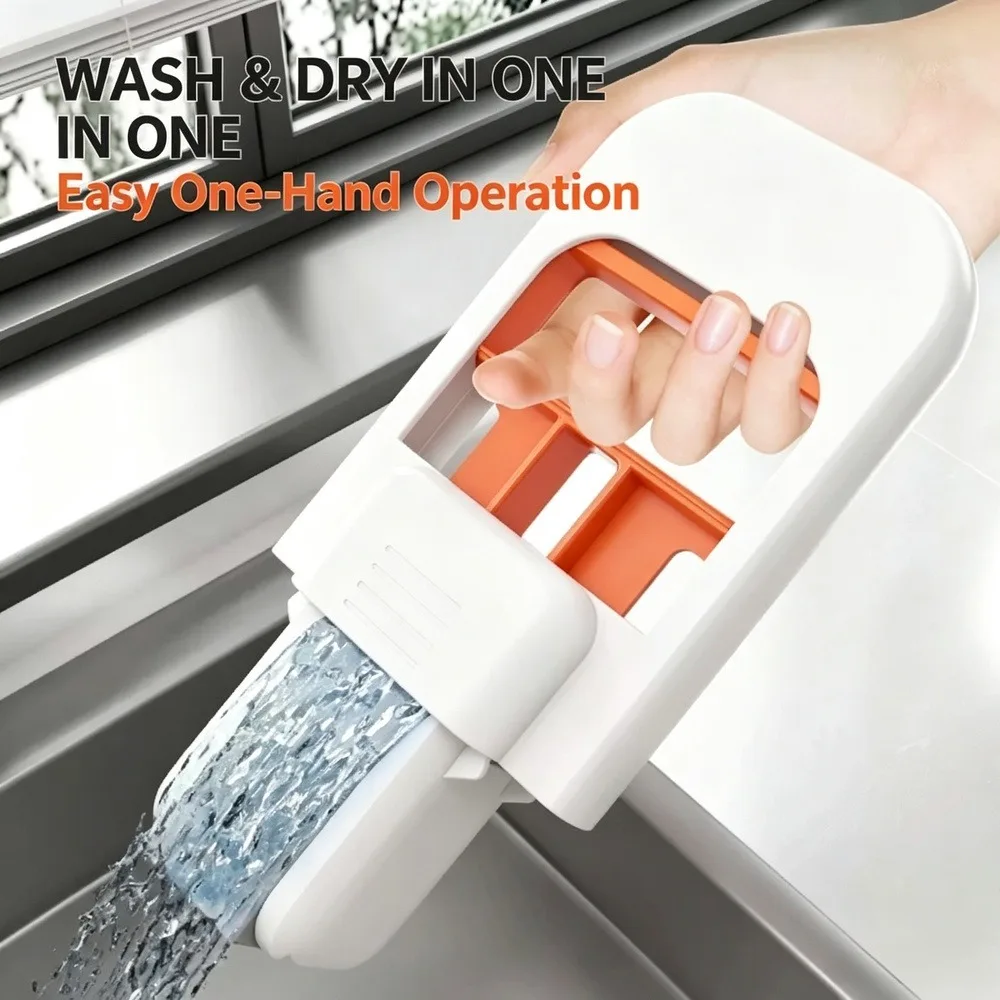 Mini Handheld Sponge Mop, Portable No‑Rinse Tabletop Squeeze Mop, Wet & Dry Dual‑Use Small Cleaning Mop for Countertop Window Tile, 1 Pc