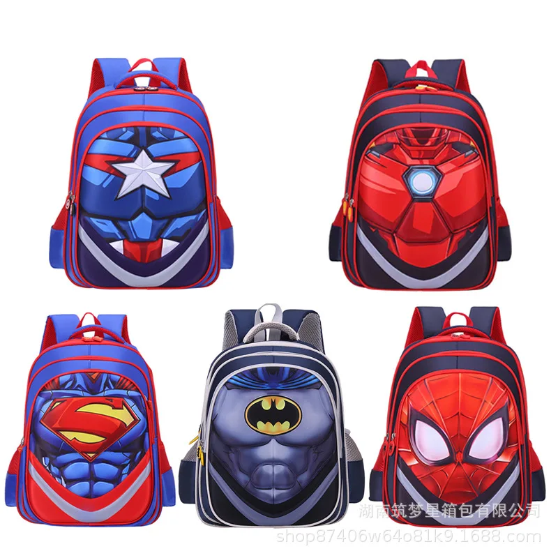 Captain America Batman School Bag Superhero Boys Backpack Iron Man Spiderman Student Backpack For Boys Gift