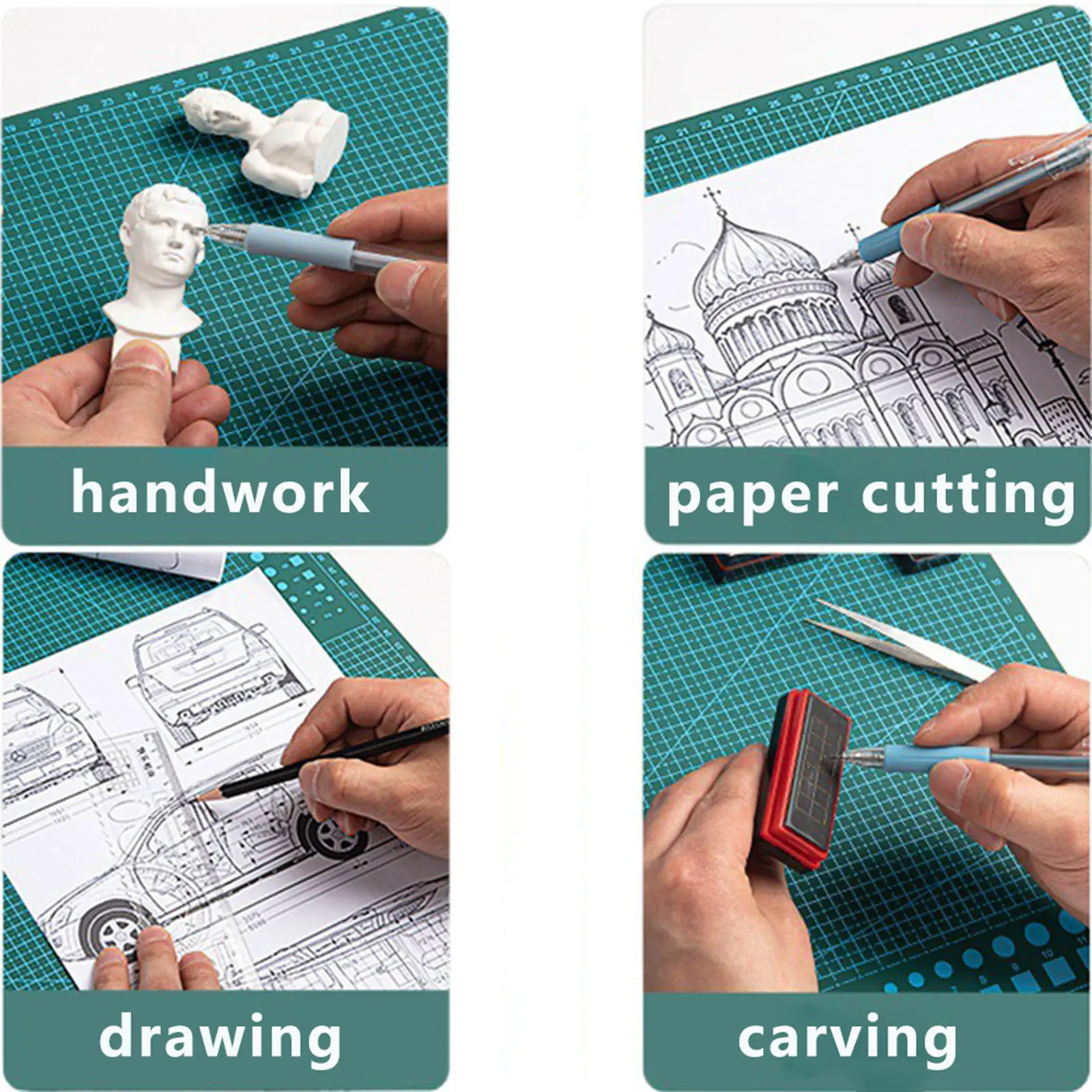 4Pcs StandardGrip Machine Mats, 2Pcs 13×14" and 2Pcs 5.9×8.67", Reusable Cutting Mats for Crafts with Protective Film