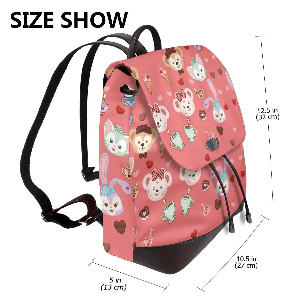 New Women's Multifunction Disney Duffy Bear Backpack Casual Leather School Bag For Girls Fashion Travel Shoulder Bag