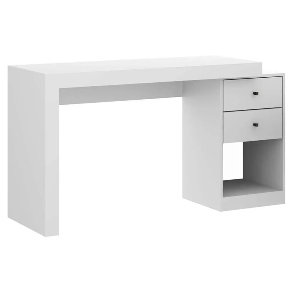 Expandable Wood Writing Desk 47-61in Wide, 2 Drawers & Open Shelf, Contemporary Home Office Workstation, Customized
