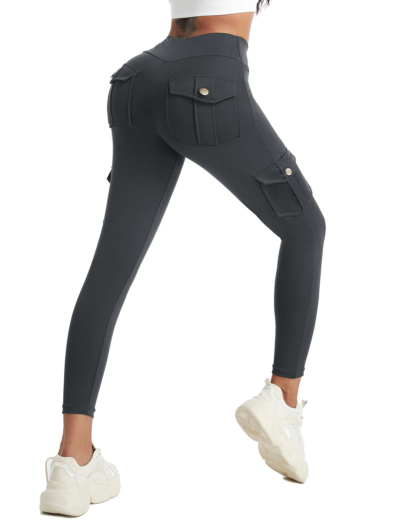 Multi Pocket Cargo Leggings For Women High Waist Butt Lifting Leggings Stretch Slim Workout Yoga Fitness Running Pants