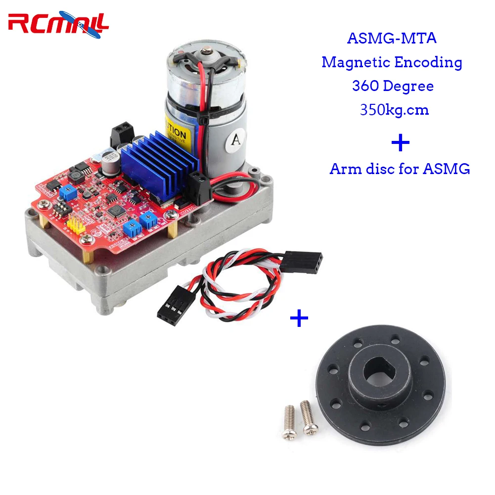 

ASMG-MTA 350kg.cm Magnetic Encoding 360 Degree High Torque Digital Servo with Arm Disc Large Robotic Manipulator for Robot Car