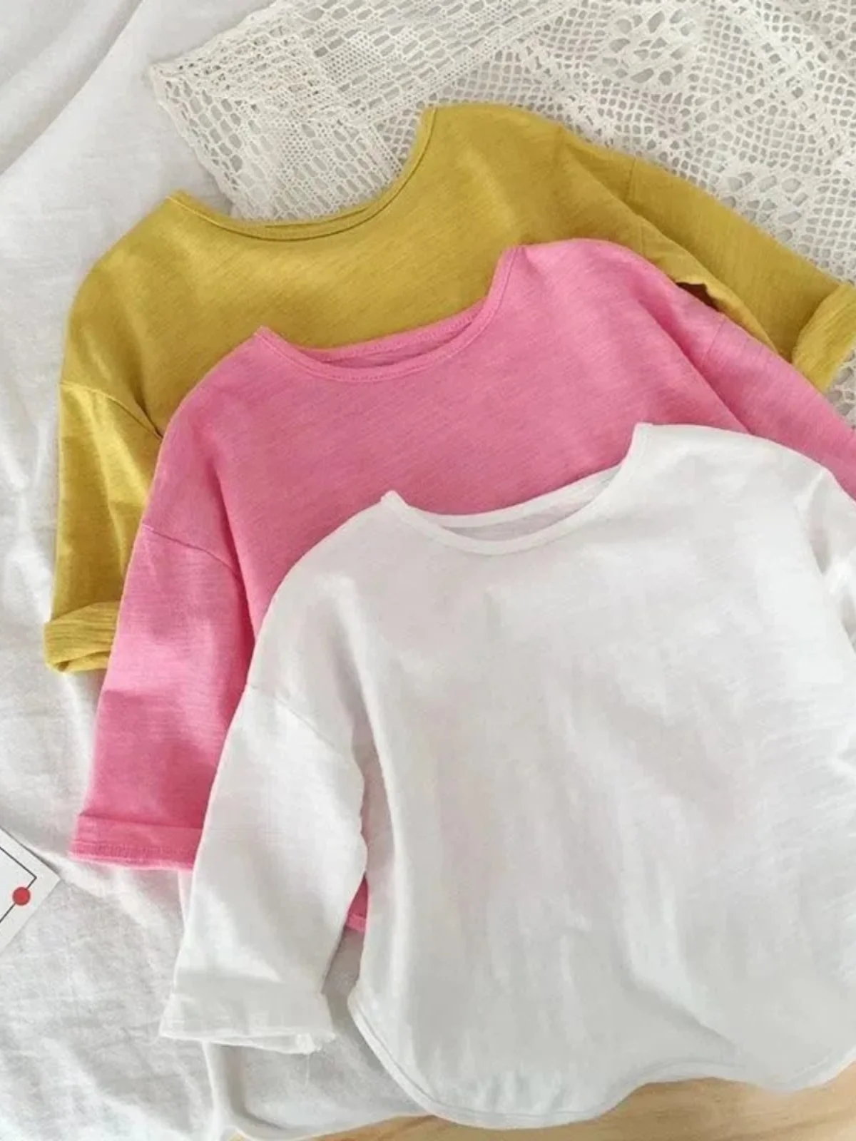 

Baby Autumn Wear Long Sve Bamboo Cotton T-irt Little Girl Base Layer irt Versatile Early Autumn Thin Top