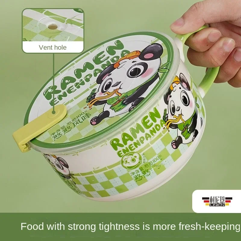 Ceramic Instant Noodle Bowl with Cover for Dormitory Students with High Appearance Value Instant Noodle Cup Can Microwave Rice