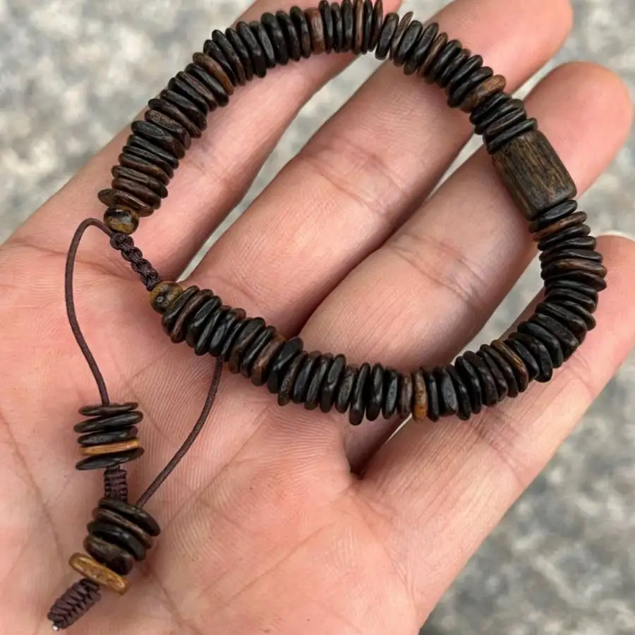 

Handmade Sandalwood partition panel bracelet,men's cuff button bracelet,Ramadan prayer bead,women's meditation,holiday gift