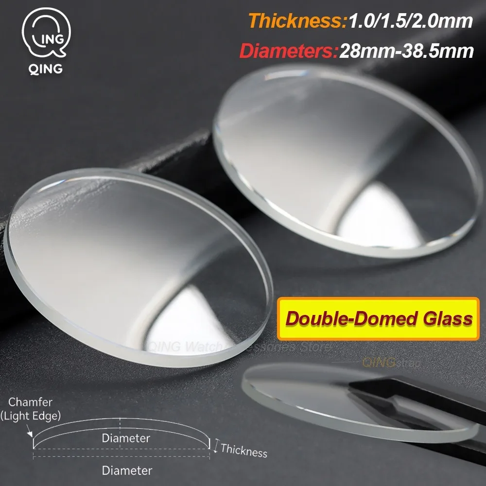 1.0/1.5/2.0mm Thickness Watch Glass Replacement Double DomeMineral Watch Crystal 28mm-38.5mm Transparent Watch Lens Repair Parts