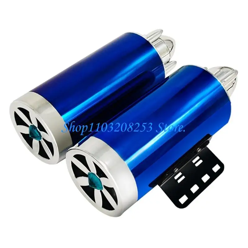 

R6FA Motorcycle Subwoofer Waterproof Speaker with Colorful Light Heavy Bass Double Channel Imitation Exhaust Pipe Audios