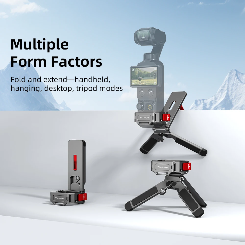 Flymile Stativ für DJI Pocket 4 4P 3 Zubehör Magnetisches Schnellverschluss-Stativ Metall Klappbarer Griff mit Verstecktem Haken – Detail 8