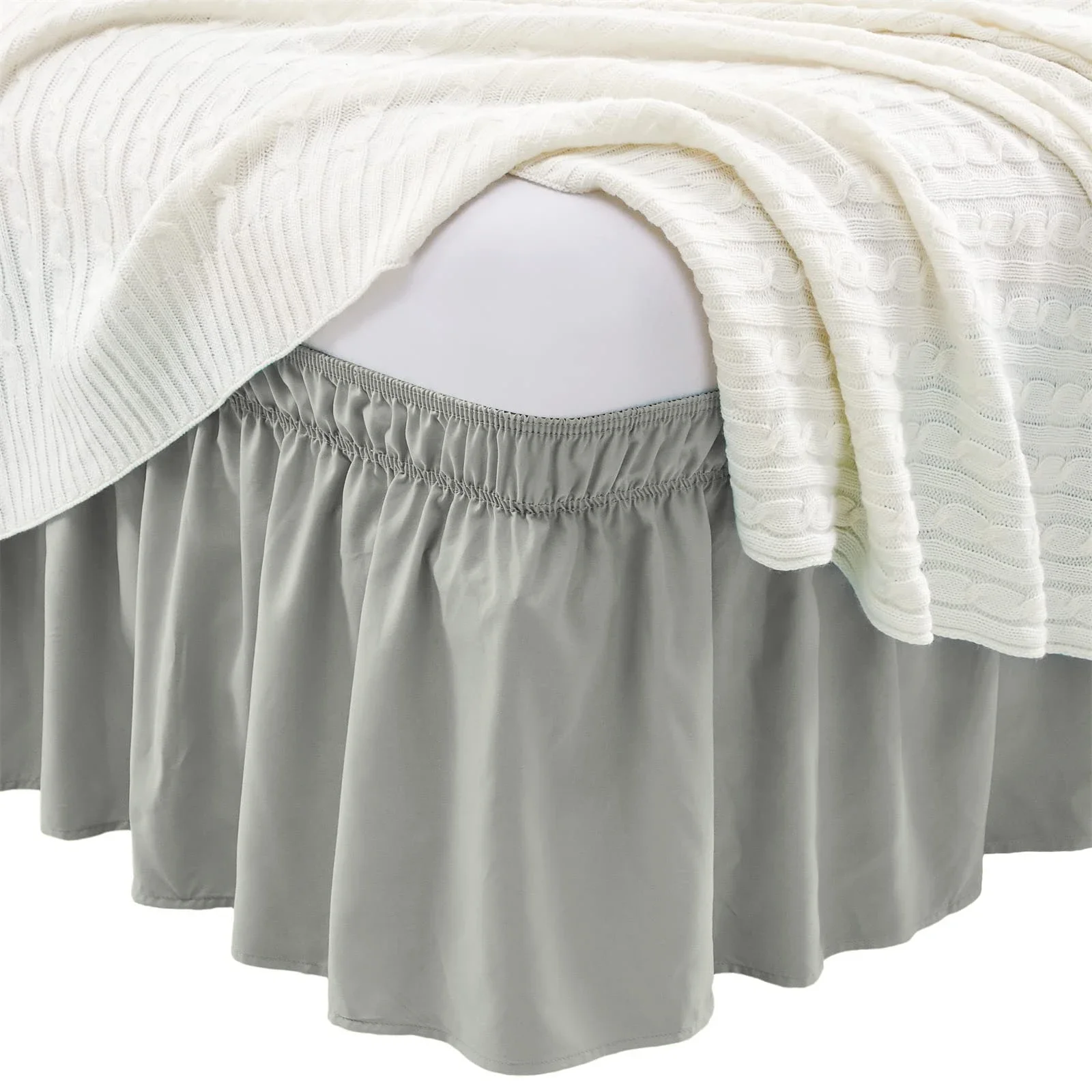 Gonna Da Letto Elasticizzata A Sacco, Poliestere, Coprireti Con Volant, Lunghezza 38cm, Varie Misze Twin/Full/Queen/King, Uso Hotel E Casa