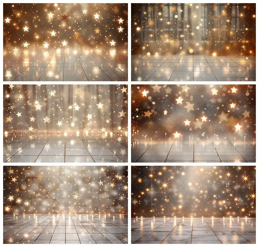 

Golden Dreamy Bokeh Photography Backdrop Glitters Light Spots Starry Sky Wedding Birthday Party Portrait Custom Background