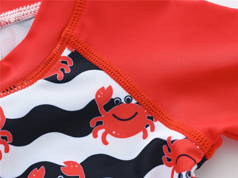 2024 Kids Boy Swimsuit One Piece 1-7 Years Cool Print Summer Beachwaer Surfing Children Swimming