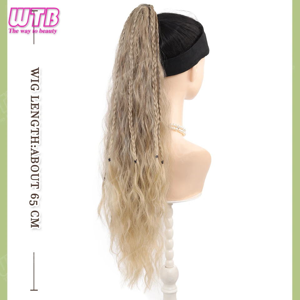 

Gradient Ponytail Synthetic Wig Ponytail Wig with Braids Clip Style Drawstring Adjustable Tightness Suitable for Women's Daily