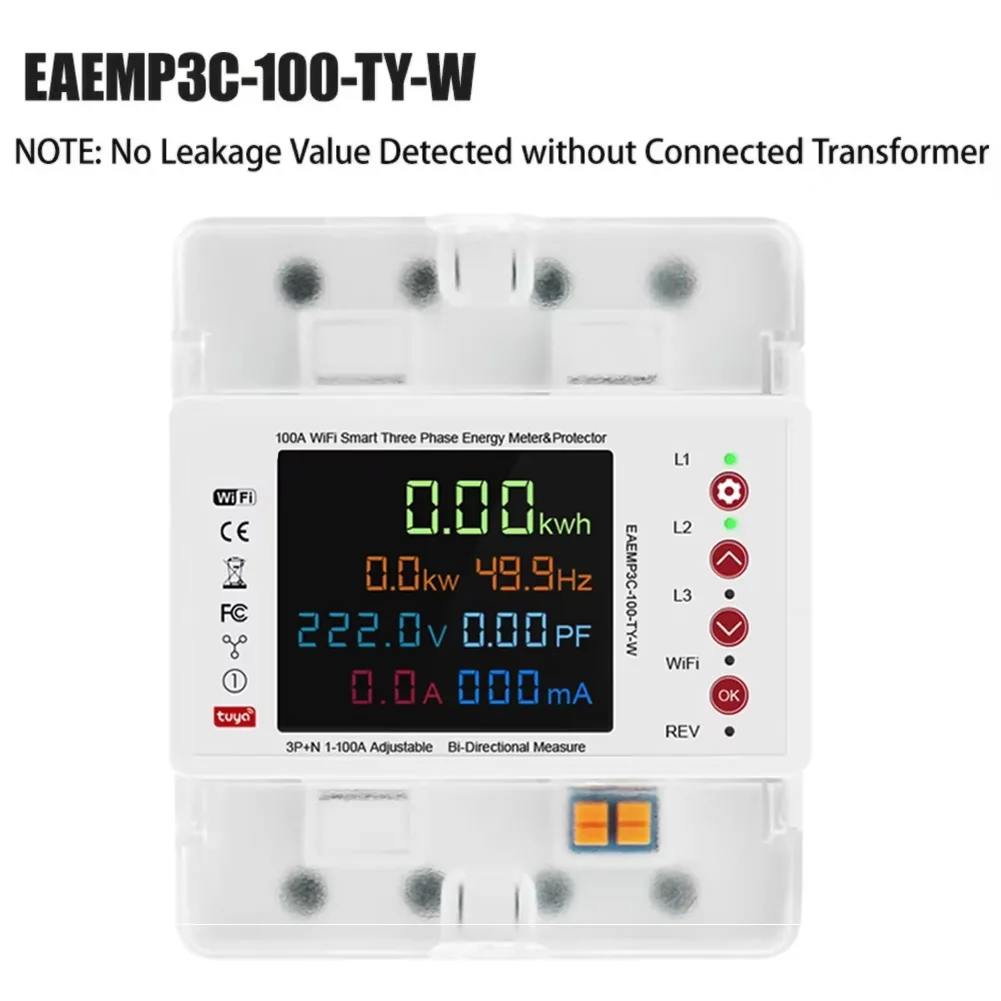 Three-Phase 4P Smart Circuit Breaker With Leakage Protection Remote Control For Tuya Smart WiFiBidirectional Energy Meter