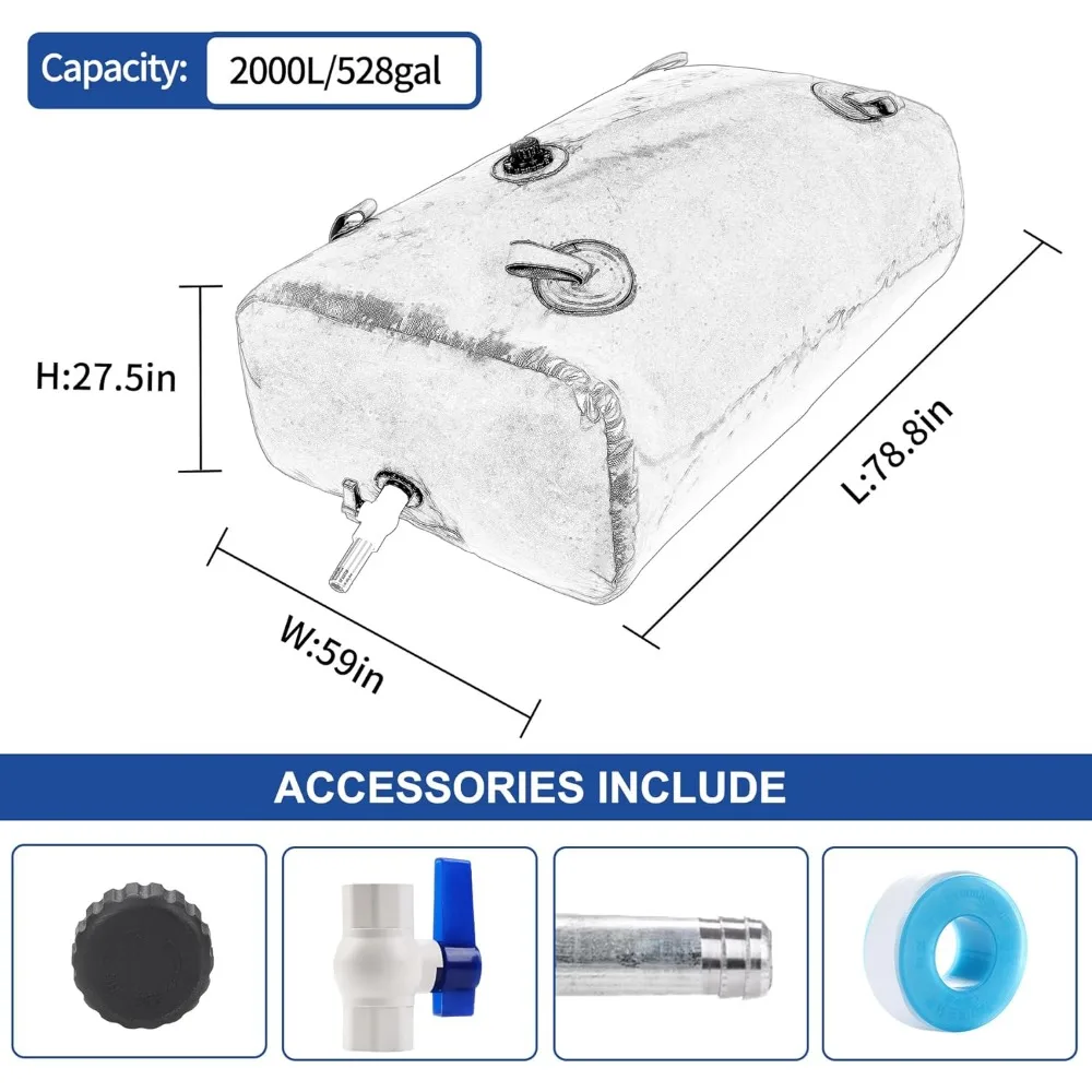 Przenośny zbiornik na wodę o pojemności 2000 litrów, składana torba do przechowywania do użytku awaryjnego, idealna do kamperów i ciężarówek