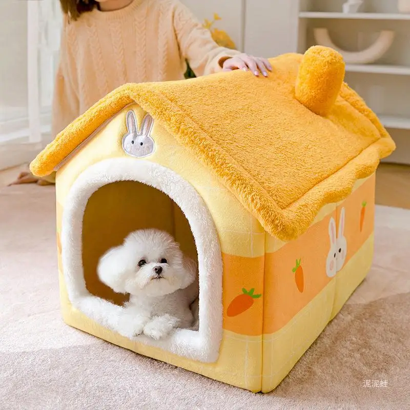 Dog bed Can Be Disassembled and Washed puppy tent For pet , Providing Warmth for Autumn and Winter, with Plush and Non Slip Mats