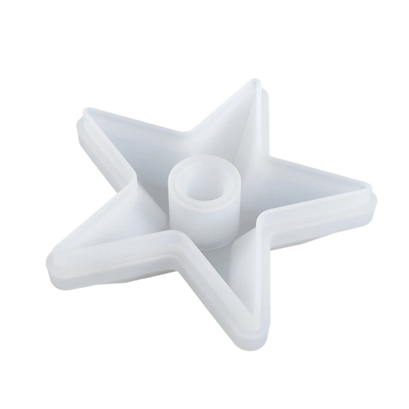 

Y1UB Five-pointed Star Candlestick Epoxy Casting Silicone Mold Casting Mold DIY Craft