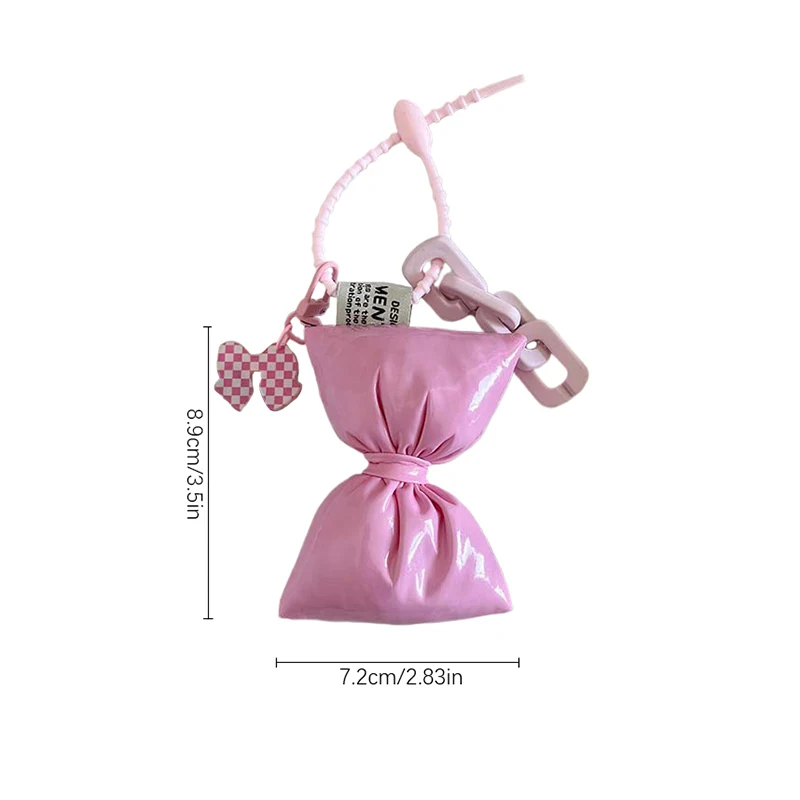 Couro Algodão Cheio Bow Keychain Pendant, Sweet Bowknot Keyring, Moda Versátil, Mochila Acessórios Decoração