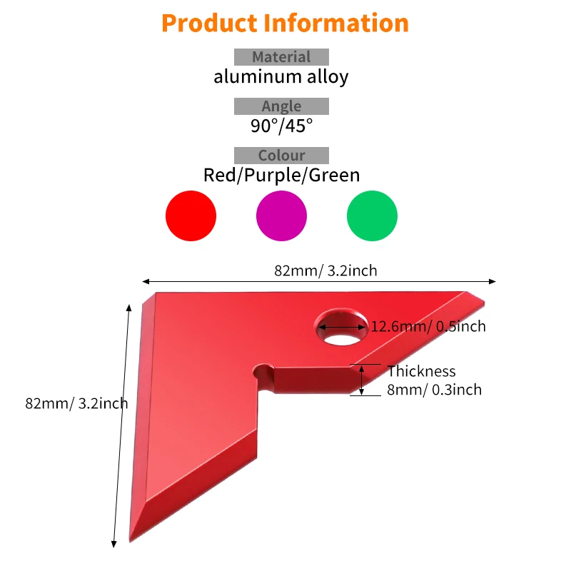 Mini Right Angle Gauge Aluminum Alloy Woodworking Square Protractor for 45/90 Degree Angle Checking Precision Measuring Tool