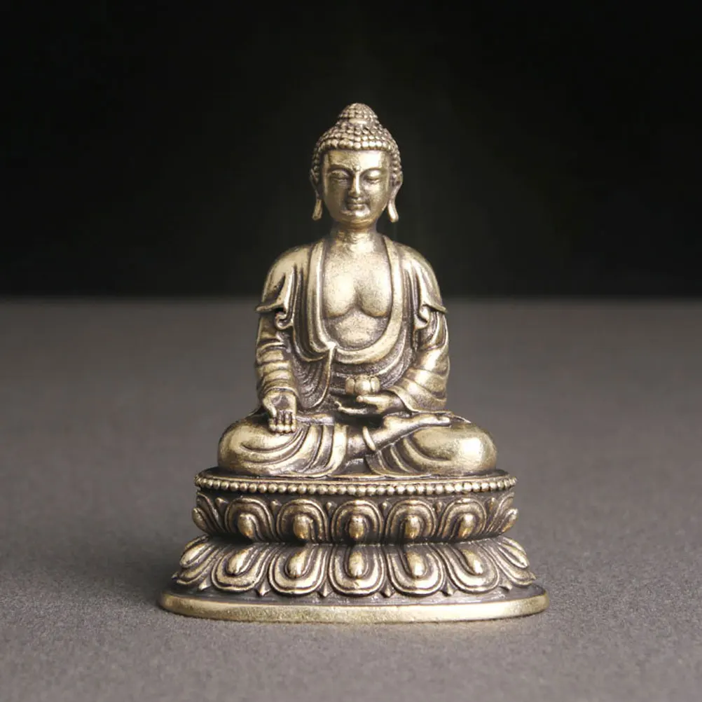 

Brass Buddha Desktop Decor Buddha Decor Mini Figurine Retro naments Exquisite Craft Vintage Tabletop Bronze Statues