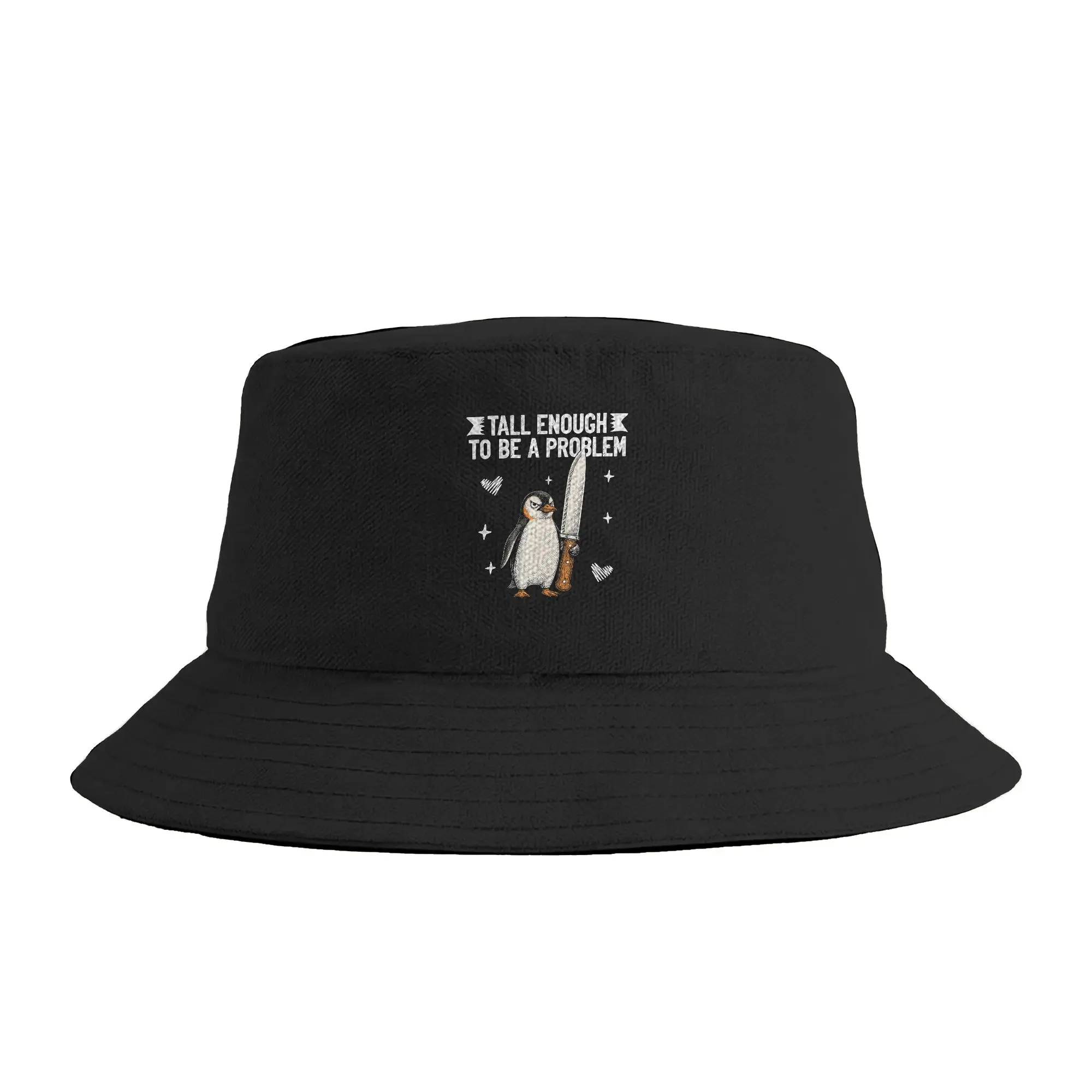 Unisex Tall Enough to Be A Problem Funny Penguine Bucket Hat  Breathable Fisherman Hats Spring Retro Vacation Cap Hawaii Sun Hat