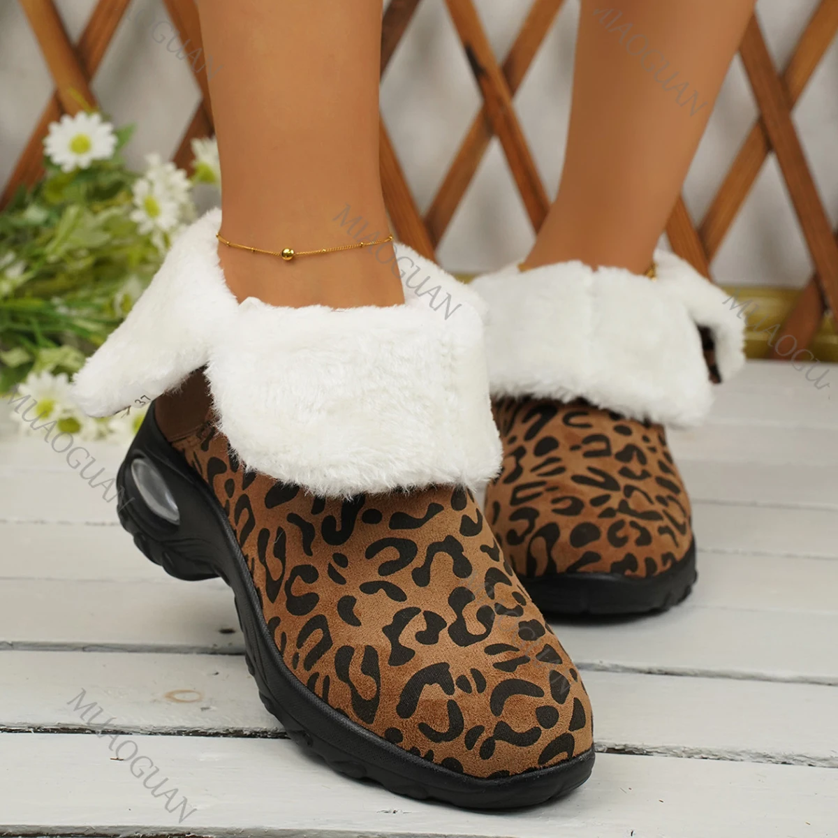 المرأة الشتاء أحذية الثلوج قصيرة أفخم الدافئة إسفين كعب الانزلاق على أحذية رياضية قصيرة Botines عادية فروي منصة عادية Bottes فام #5