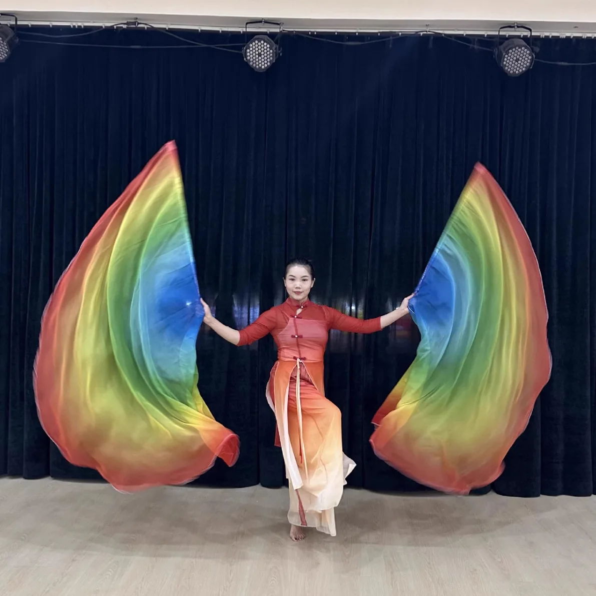 1 Pair Praise Dance Worship Flex Flags Dance Ministry Streamer Flags Tie Dye Chiffon Belly Dance Performance Accessories