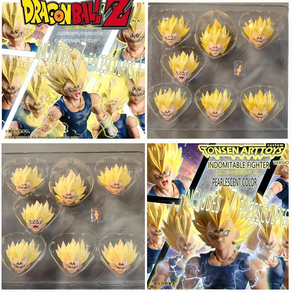 

Tonsenarttoys Dragon Ball SHF Figure Vegeta 7pcs Head Carving Fittings Bag Super Saiyan Pearlescent Color And Light Yellow