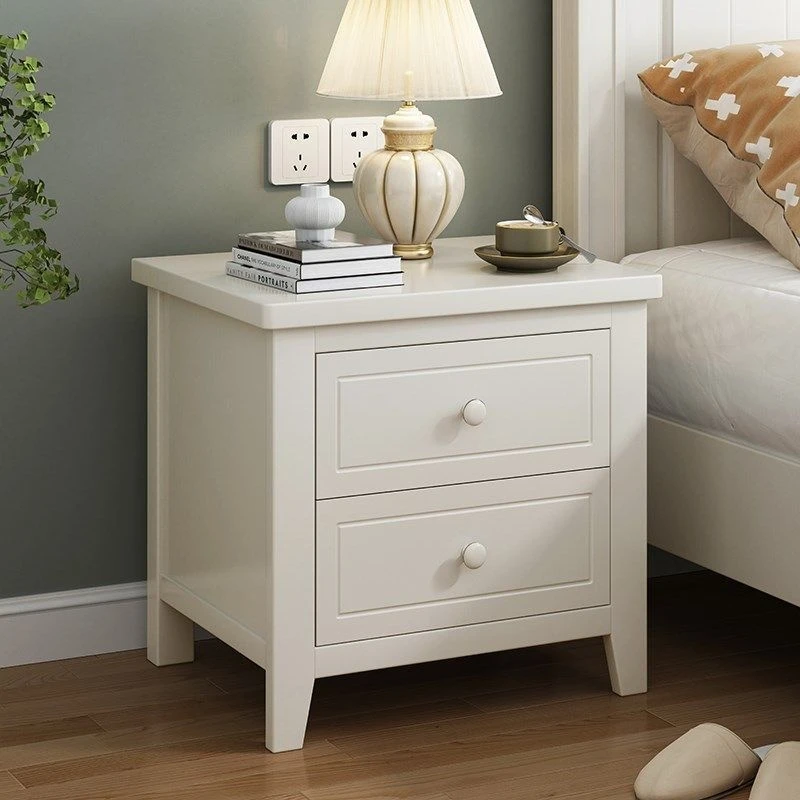 Dareko-mesita de noche de madera maciza con pintura americana para niños y niñas, mesita de noche blanca pura con cajón de almacenamiento para el hogar y el dormitorio