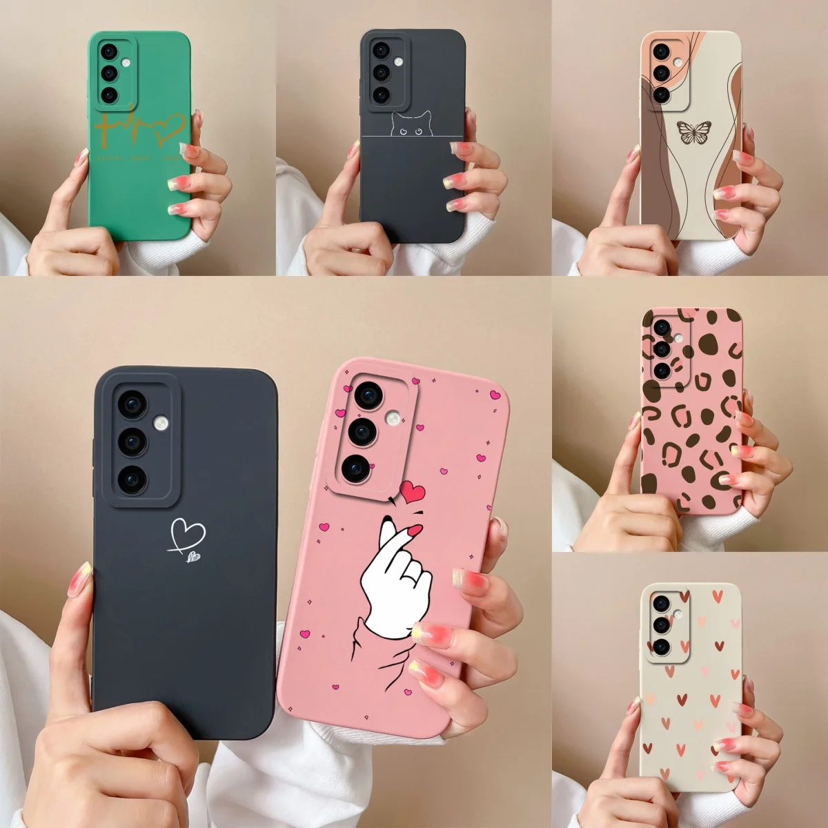 삼성 갤럭시 S24FE S24 플러스 S24 울트라 케이스 베어 러브 하트 충격 방지 삼성 s24 fe Coque 용 안티 가을 방오 커버