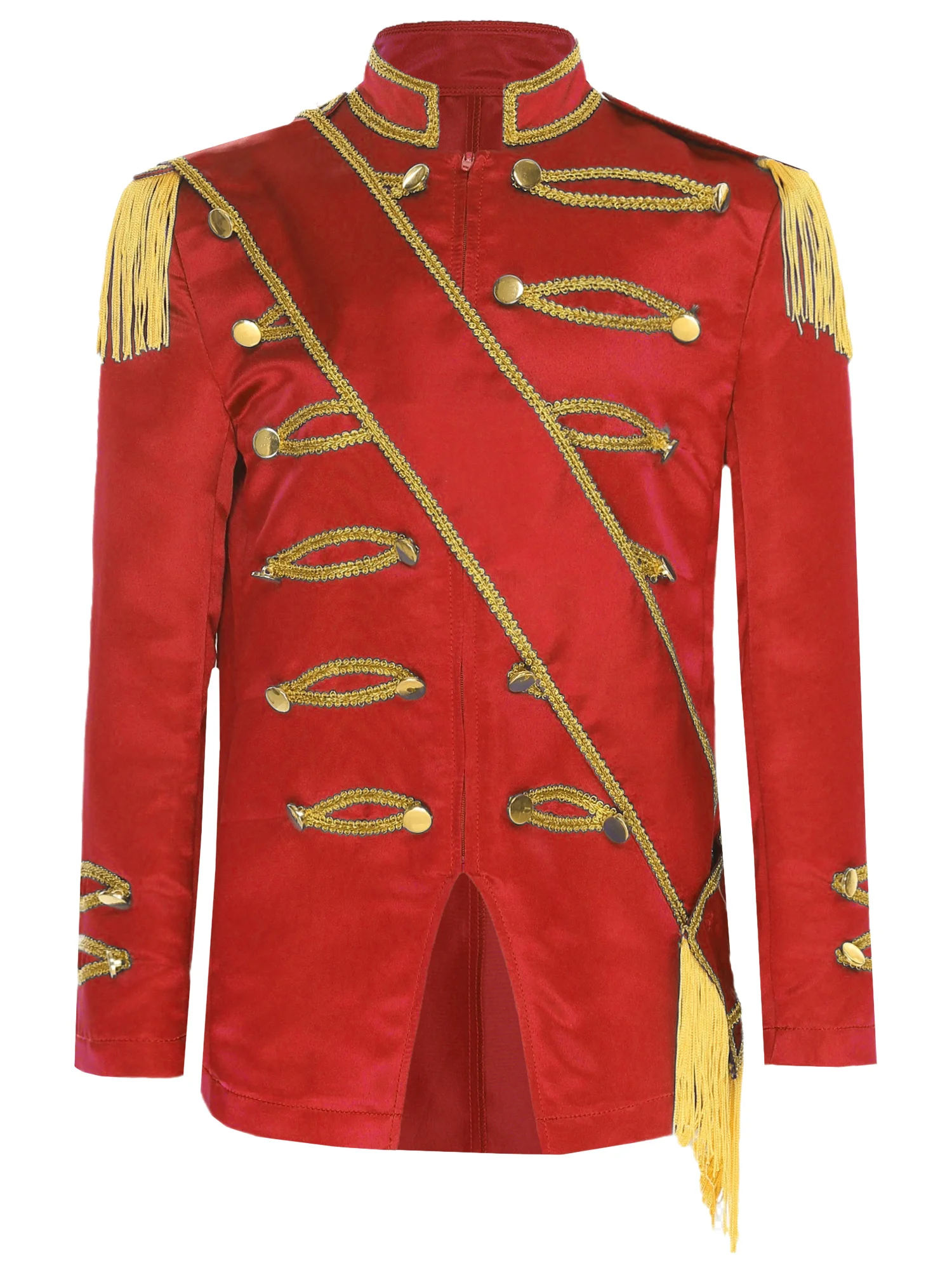 الأطفال طبل زحف الفرقة الزي الرئيسي السيرك Ringmaster زي شرابة الذهبي مضفر كم طويل سترة معطف مع وشاح