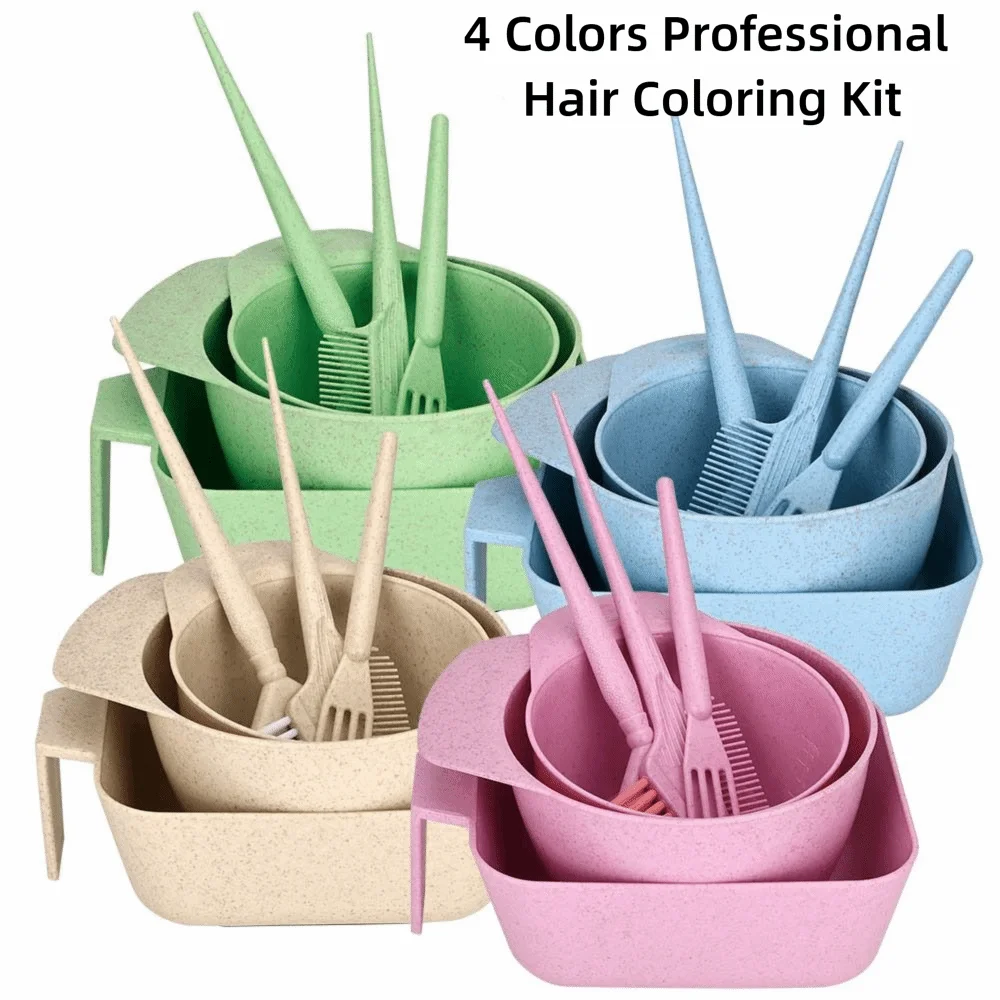 

6Pcs 4 Colors Professional Hair Coloring Kit Hairdressing DIY Hair Dye Tools Set Hair Styling Durable Mixing Bowl Brush Set