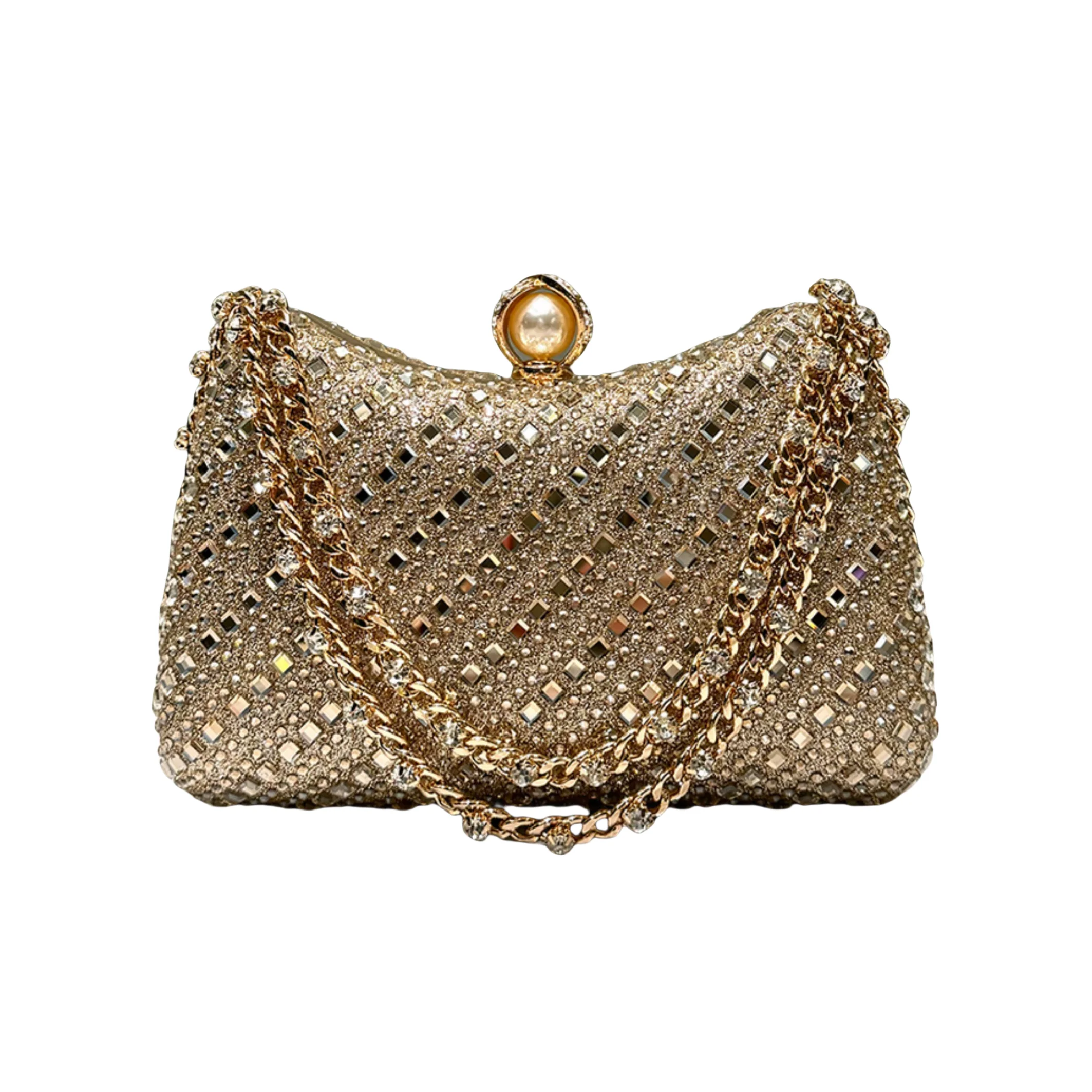 

Wedding Purse Evening Party handbags Women's Gala Fashion Gold Rhinestone Prom bag